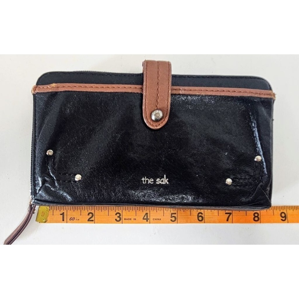 The Sak "Iris" Samartphone Wallet/Crossbody Black & Brown Leather NO STRAP